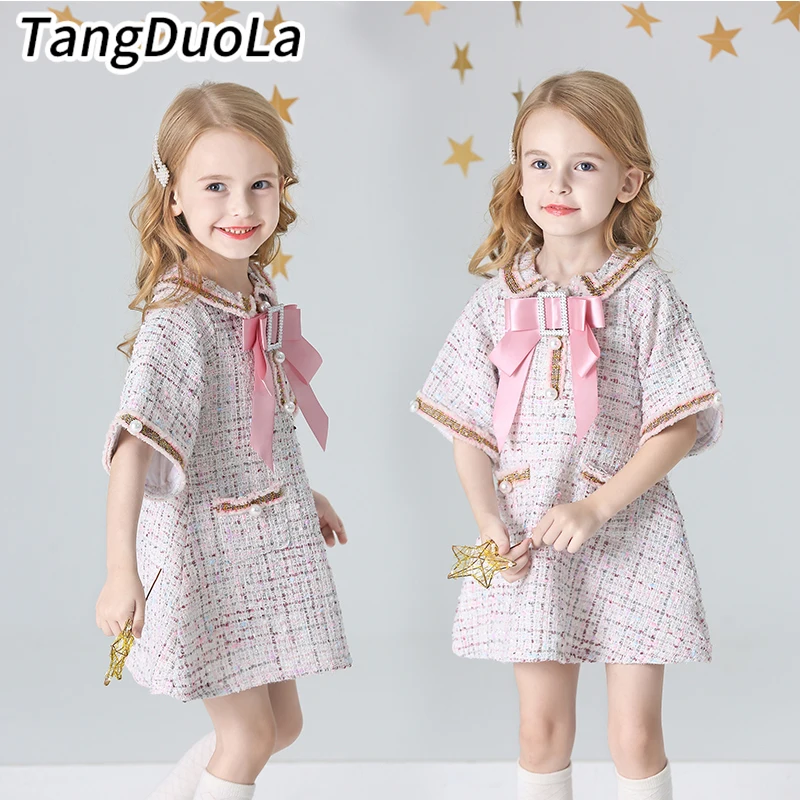 Модное платье для девочек Классическая дизайнерская детская одежда принцессы элегантное платье с короткими рукавами для дня рождения, свадьбы, вечеринки для детей от 3 до 8 лет