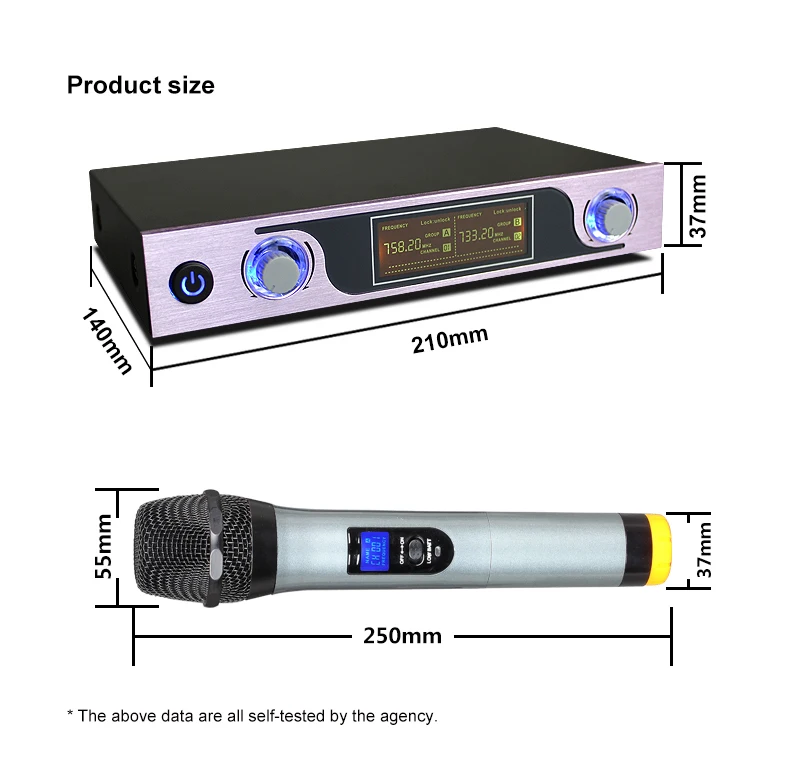 2 ручные UHF 500-599MKZ частоты динамическая капсула 2 канала беспроводной микрофон караоке Смарт K песня мультимедийная система