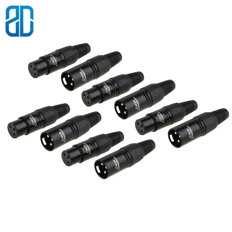 [10 шт. в упаковке] Canon XLR 3 Pin папа/Мама Аудио Микрофон Разъем черный корпус