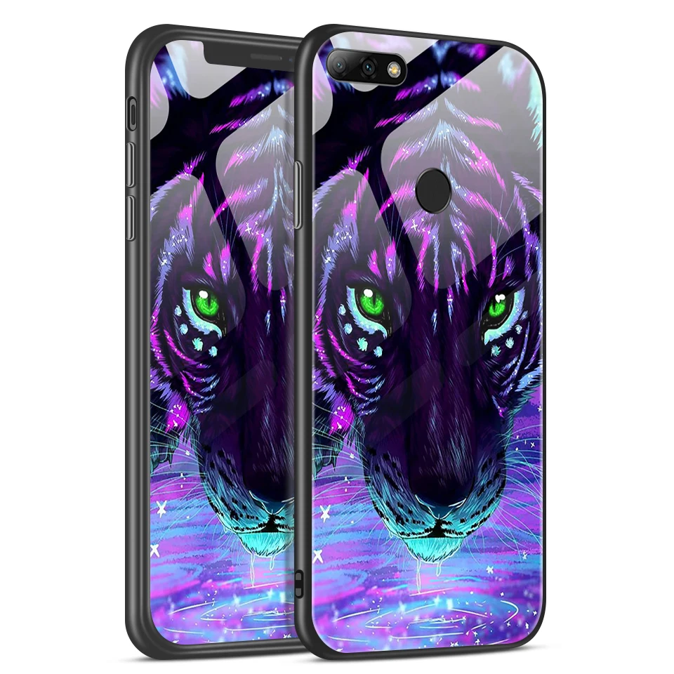 H107 Для huawei Y7 Prime /Enjoy8 ТПУ Мягкий край задняя крышка из закаленного стекла чехол для телефона huawei Enjoy 9/9 S полная защита оболочки - Цвет: H107