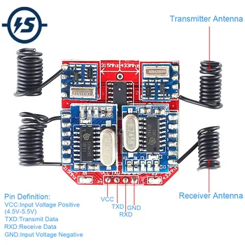 

Dual Frequency Transmitter+Receiver UART Wireless Controller Transceiver Module 315M 433Mhz DC 5V