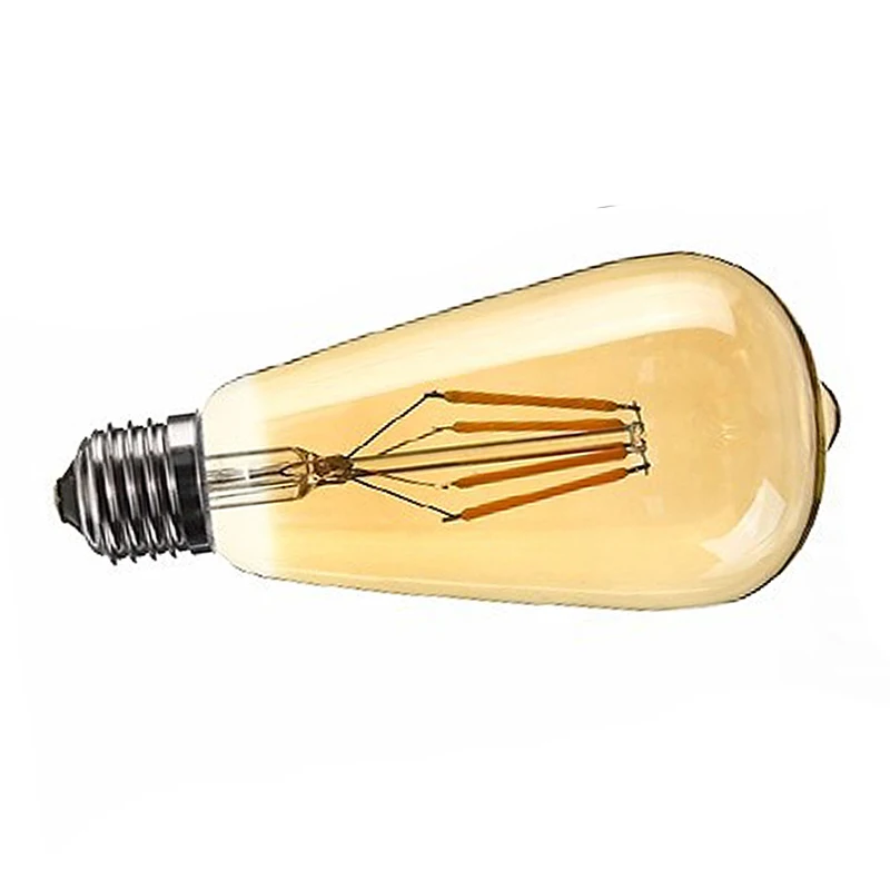 Затемняемый E27 4 Вт Edison Ретро винтажная нить ST64 COB светодиодный светильник лампа Цвет корпуса: Золотой корпус Светильник Цвет: Золотой желтый(2200