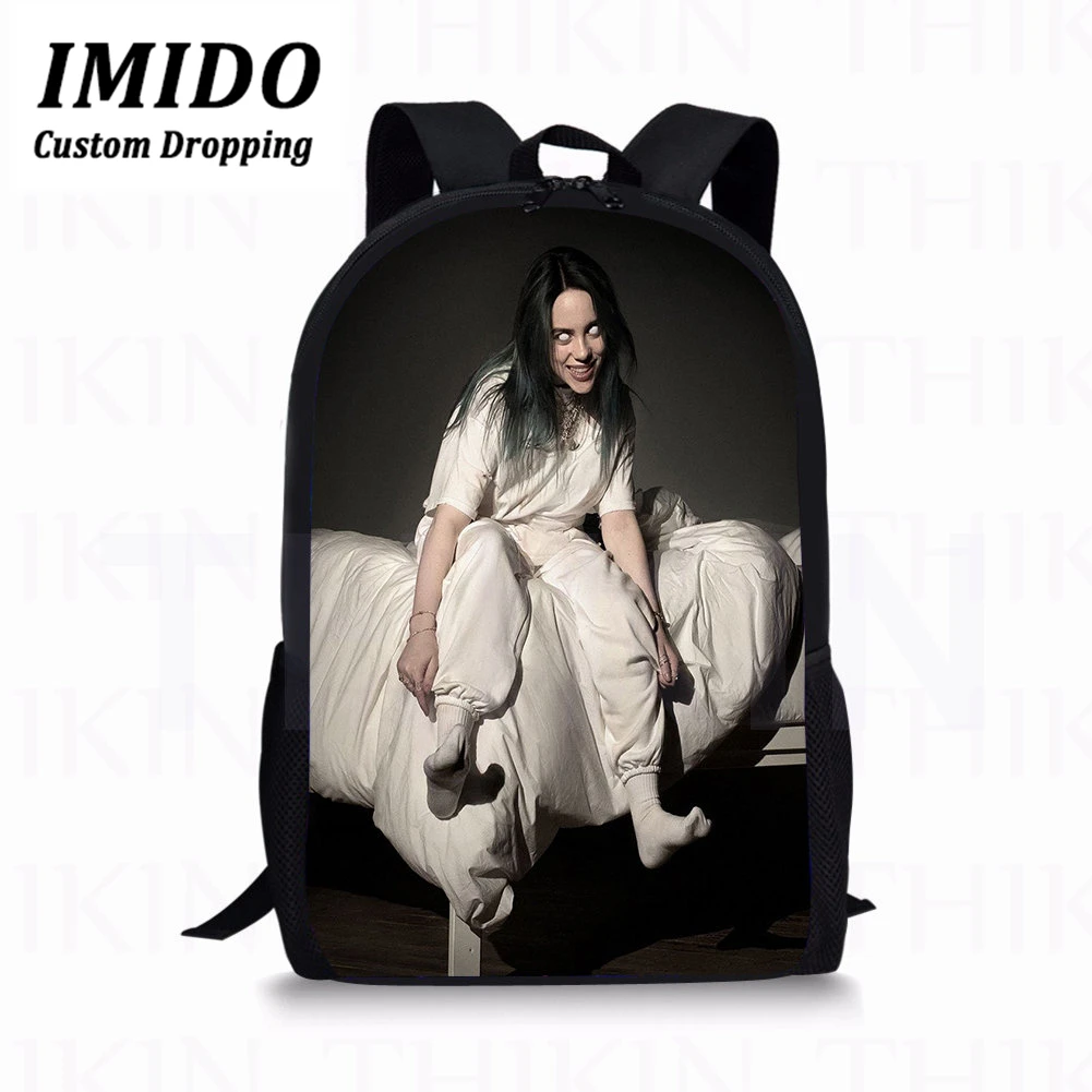 IMIDO Billie Eilish принт для девочек школьная сумка 3 шт./компл. в стиле «хип-хоп» повседневные Рюкзаки Дети Рюкзак Сумки-портфели для путешествий Mochilas - Цвет: 6485C