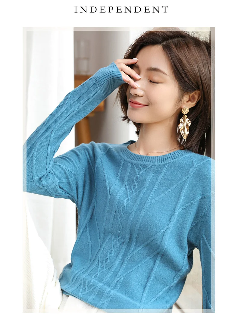 Round neck pullover loose long-sleeved warm cashmere sweater women's sweater autumn and winter new