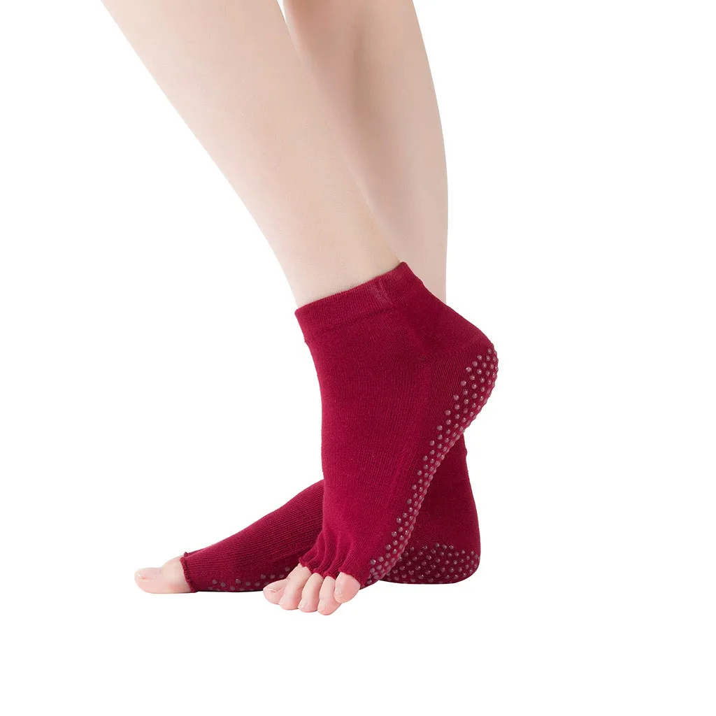 Носки женские короткие с открытой спиной для пилатеса и танцев Нескользящие
