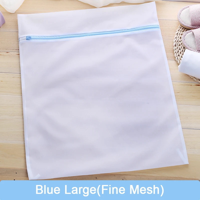 Blue Large(Fine) Мешок для стирки на молнии бюстгальтер, носки, нижнее белье одежда стиральная машина защита сетчатые мешки - Цвет: Blue Large(Fine)