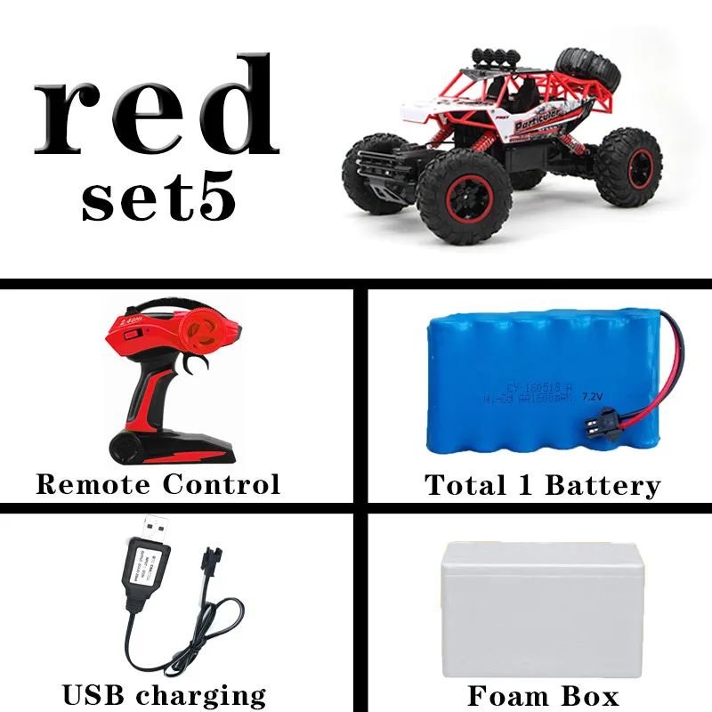 Red large set 5 1:12 4WD RC автомобили обновленная версия 2,4G радиоуправляемые игрушечные машинки RC багги скоростные грузовики внедорожные Грузовики Игрушки для детей - Цвет: Red large set 5