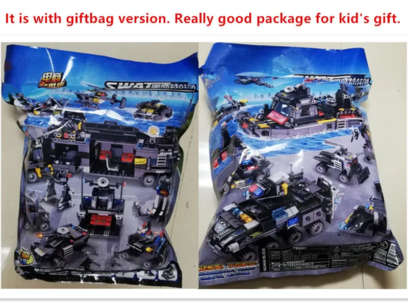 8Pcs lot City Police SWAT Technic Truck Car Boat LegoINGLs Building Blocks Sets Juguetes DIY Bricks 5