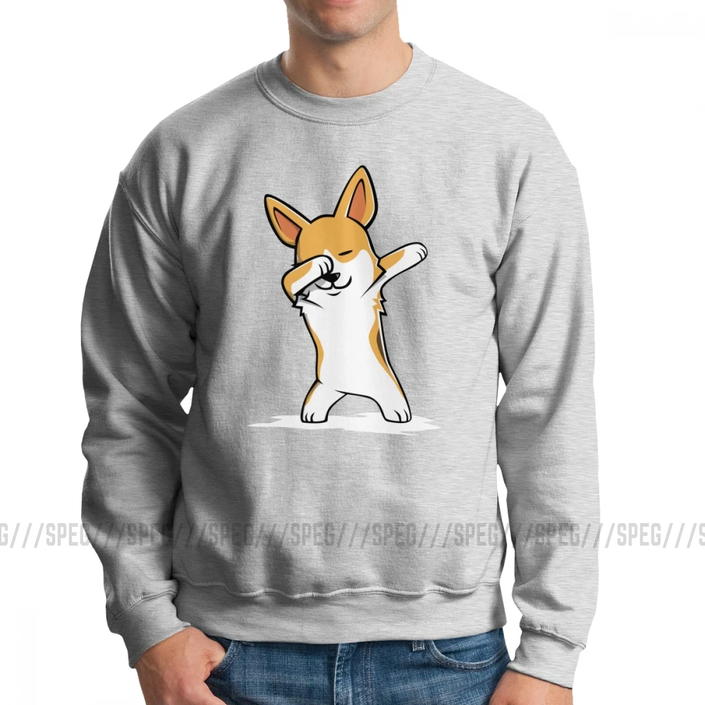 Dabbing Corgi, забавный мужской пуловер с собачкой, органический хлопок, модная толстовка с круглым вырезом, толстовки с капюшоном