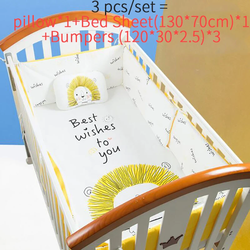 BMT078H-3 pcs-set 3 шт./компл. Набор для детской кроватки Постельное белье бамперов подушка чехол для матраса 130*70 см печать кроватки хлопок постельное белье для подарка BMT078 - Цвет: BMT078H-3 pcs-set