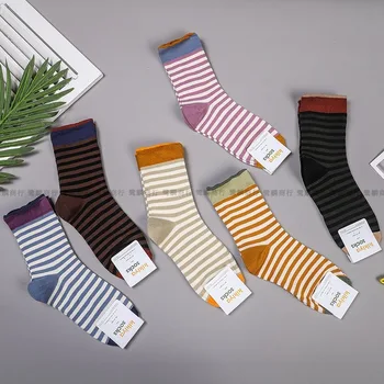 

Cartoon Woman Sock Striped Socks for Women Solid Casual Crew Sox Couples Cotton Vintag Autumn Winter Korean Fashion Trend Sokken