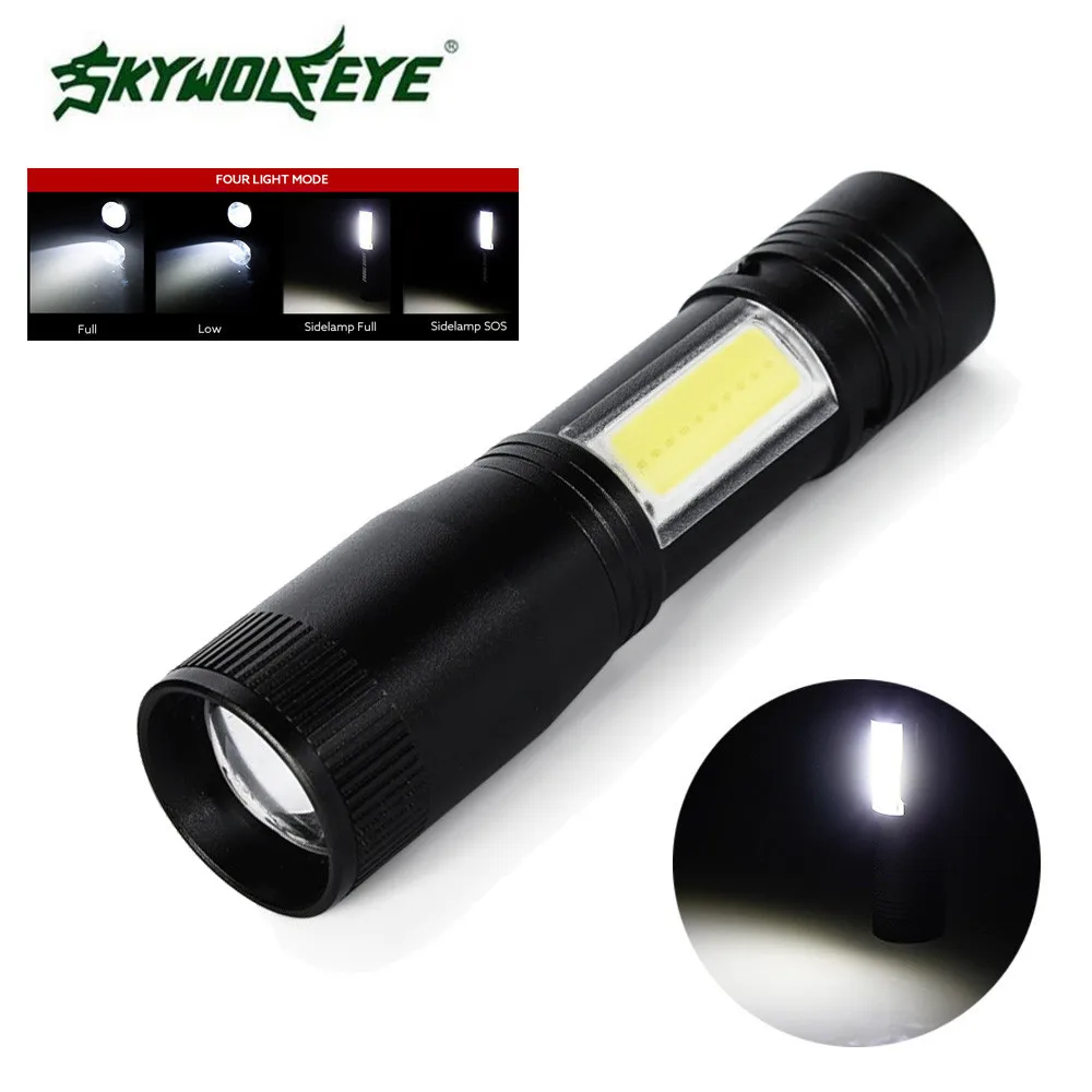 Мини фонарик с зумом XPE Q5+ COB Светодиодный фонарь лампа Penlight AA/14500 4 режима