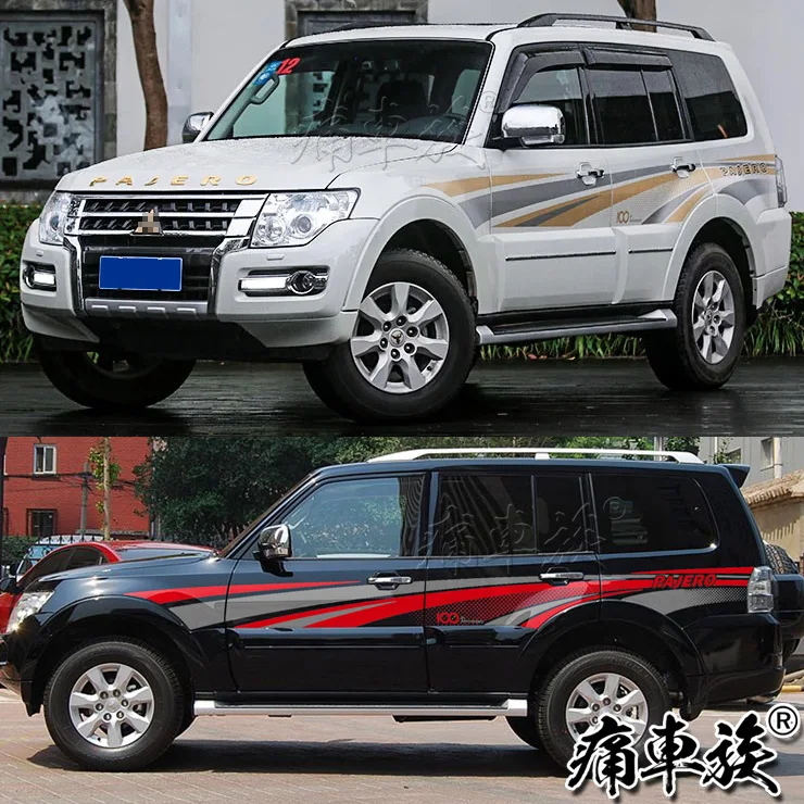 Для Mitsubishi Pajero 2018 автомобильные наклейки цветные полоски pull flowers body Автомобильная