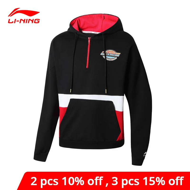 Мужская Спортивная толстовка с капюшоном Li Ning свободный свитер из 100% хлопка