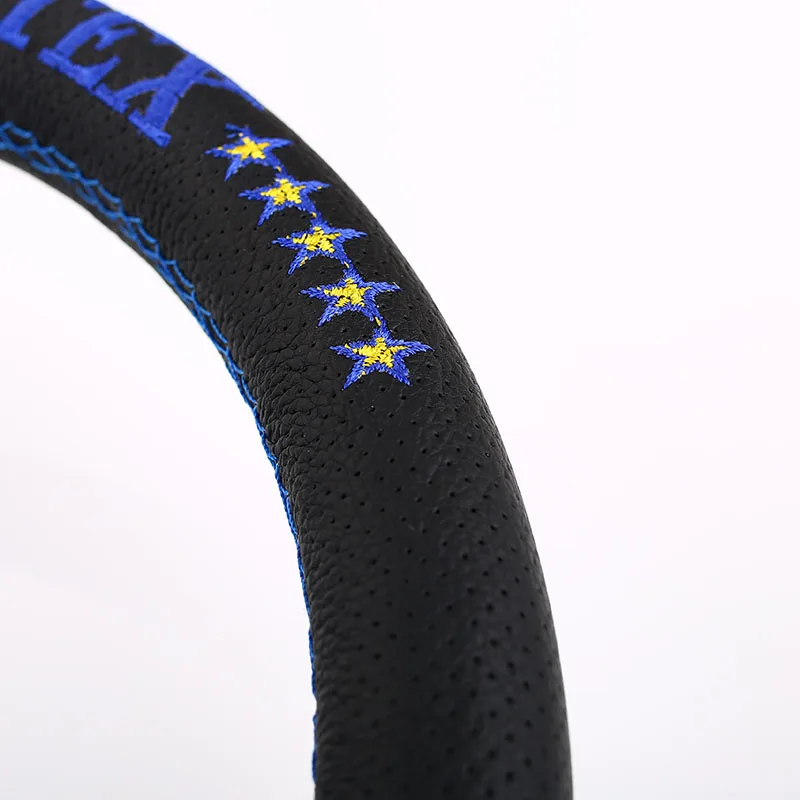 VER 10 Stars 13inch Genuine Leather Embroidery Drift Sport Steering Wheels Car Steering Wheel