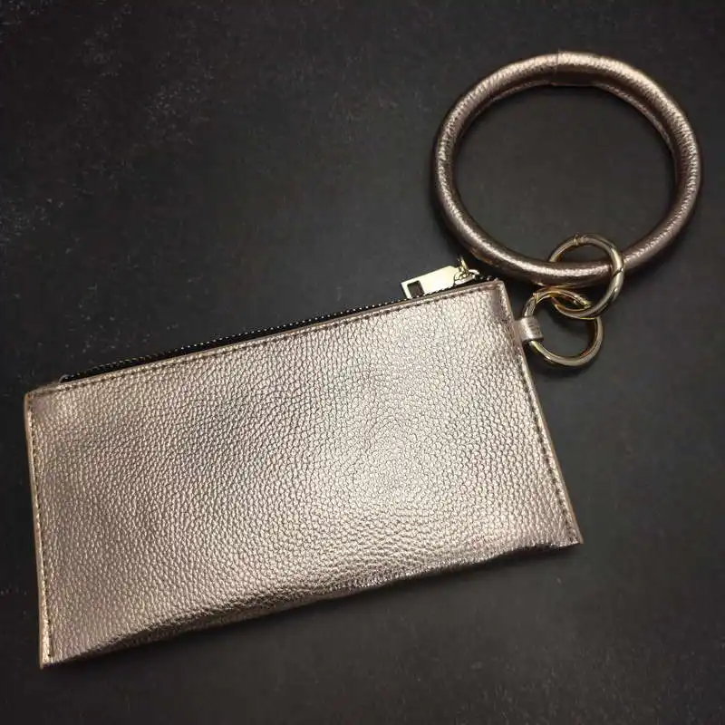 KC00031 Rose Gold Трендовое уплотнительное кольцо в форме ключа из искусственной кожи с принтом, нарисованный браслет, брелок, портативный кошелек, рисунок, съемный клатч, кошелек, кошелек для карт - Окраска металла: KC00031 Rose Gold