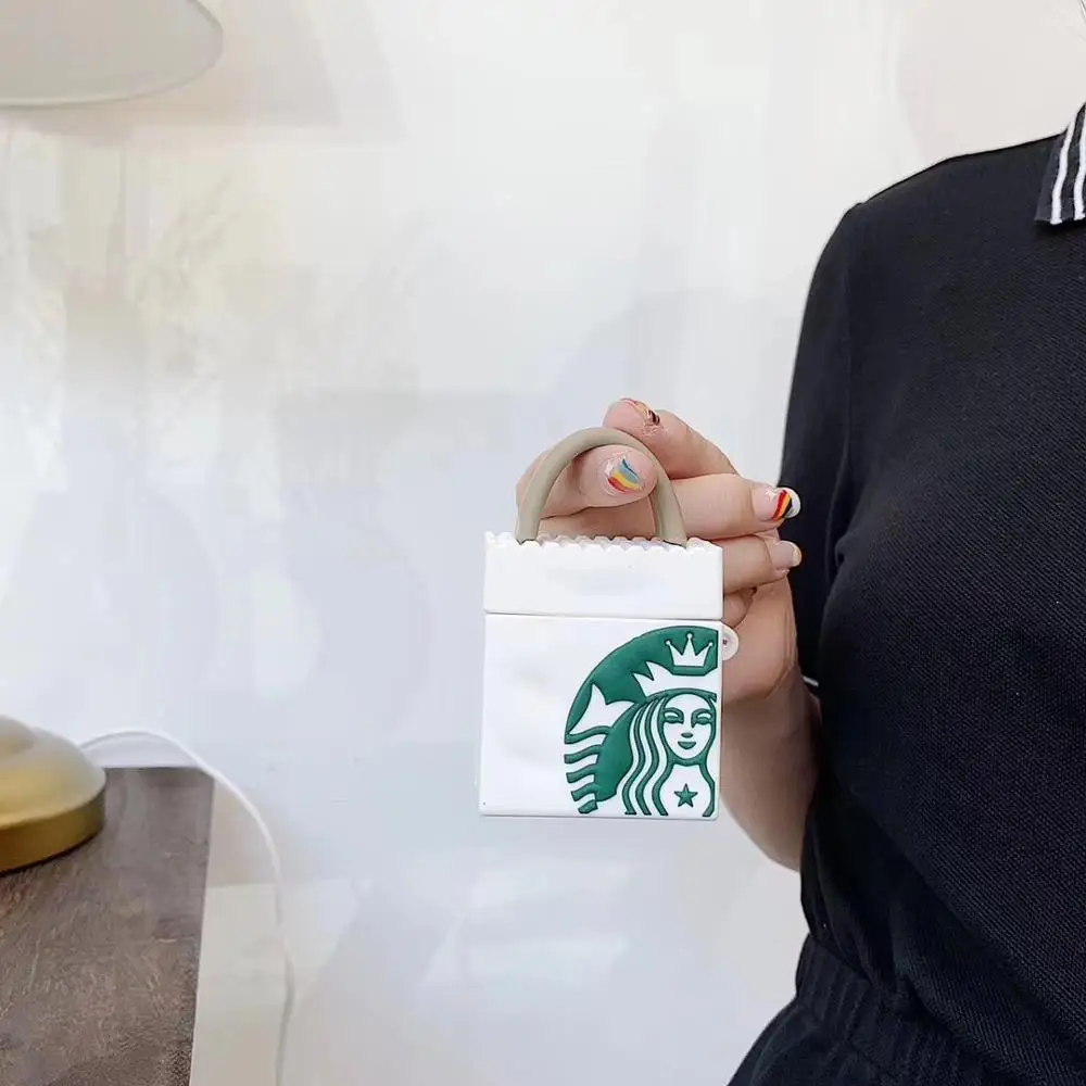 Забавная 3D Сумка-тоут зеленый кофе Bluetooth беспроводная гарнитура Набор Мягкий чехол для гарнитура для airpods защитные противоударные чехлы