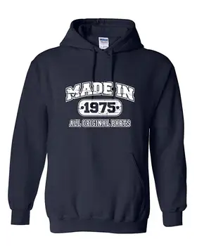

43rd Birthday Hoodie Made in 1975 Sweatshirt Mens Funny Hoodie XL Navy Men Women Hoodie Sweatshirt