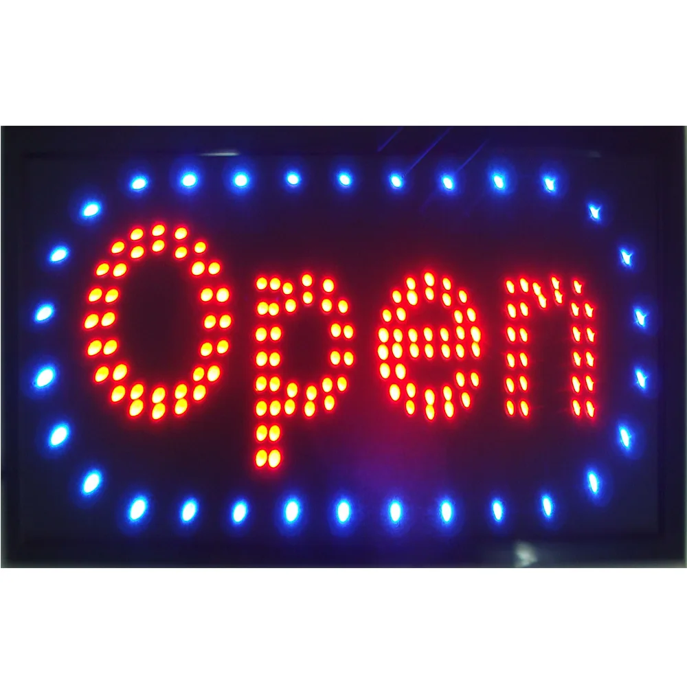 

Open Horizontal LED Neon Sign 19x10" Now Brighter and Bigger with a Metal Chain of led