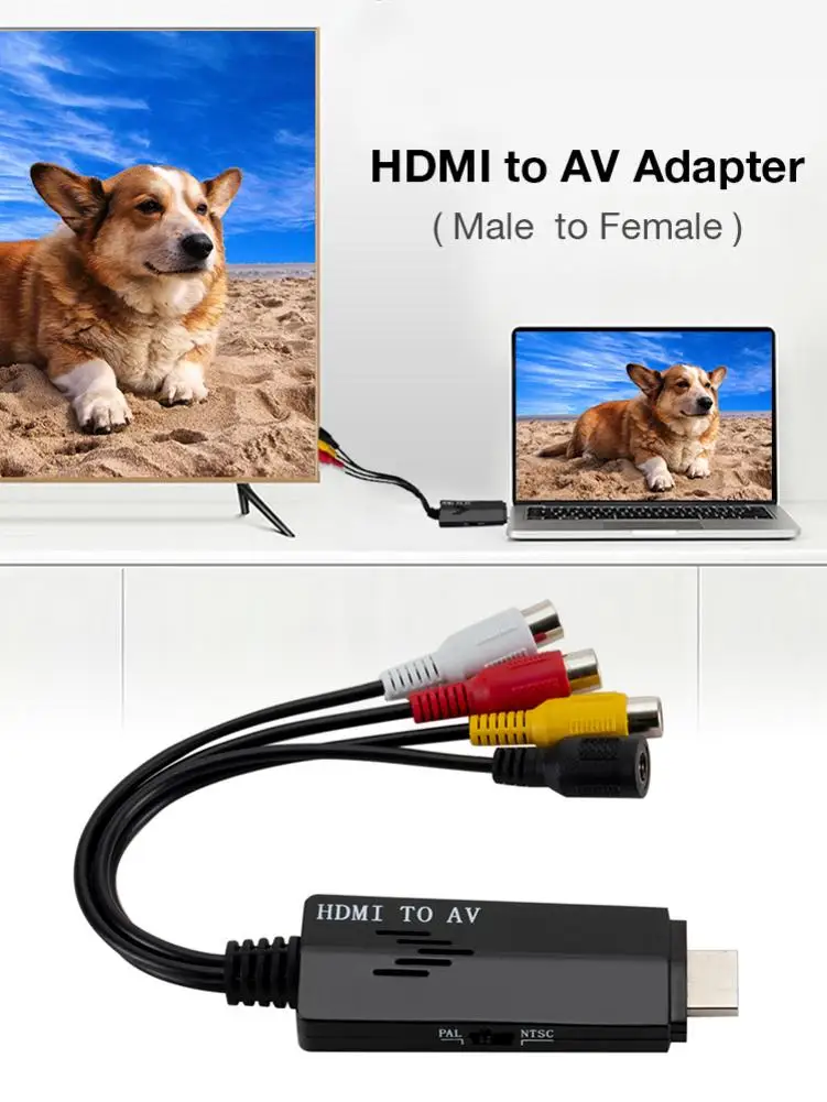 HDMI для адаптера RCA конвертер Кабель HDMI в AV конвертер кабель Поддержка 1080P HDMI 2AV мужчин и женщин для ТВ DVD рекордеры