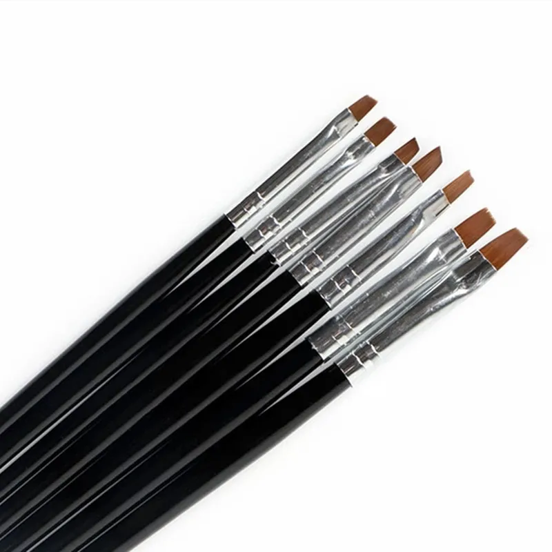 Black 7Pcs with Different Sizes DIY Nail Art Design Painting Brushes  Polish Brush Set UV Gel Nail Painting Brush Kit 4