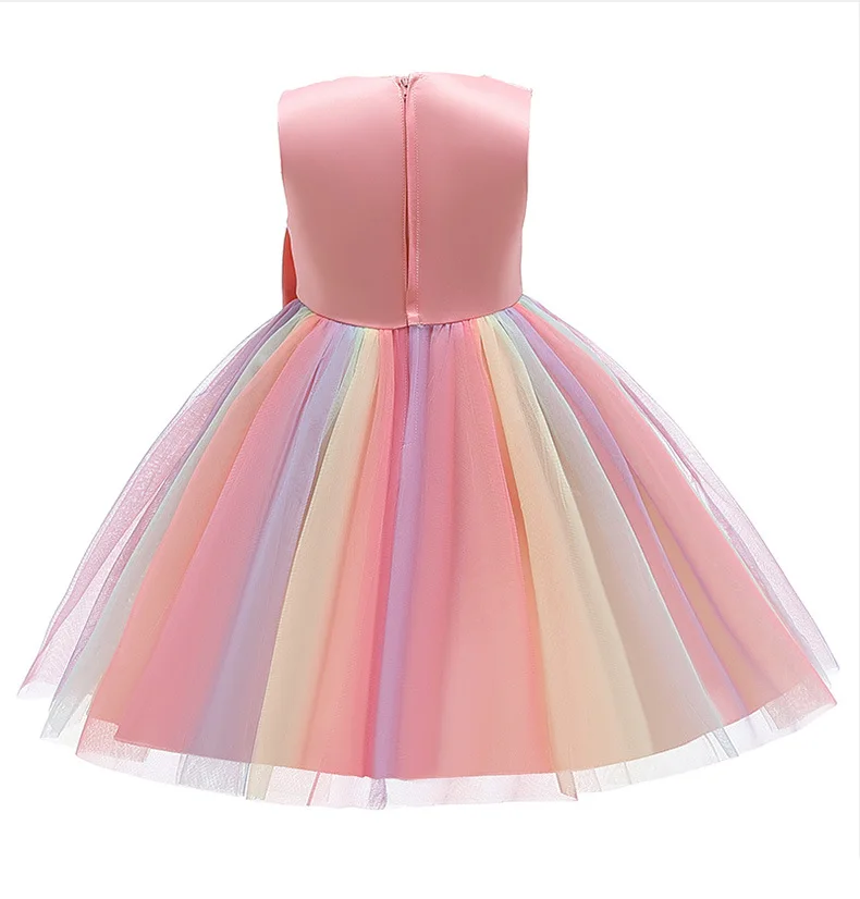 Новогоднее платье для маленьких девочек кружевное платье-пачки радужного цвета платье принцессы Детские платья для девочек, карнавальный костюм вечерние Одежда для детей 2 для детей возрастом от 3 до 10 лет