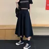 Skirts Women Simple Solid Leisure Loose Plus Size 3XL Long Skirt Korean Style Elastic-Weight A-line Student Streetwear Trendy BF ► Photo 3/6