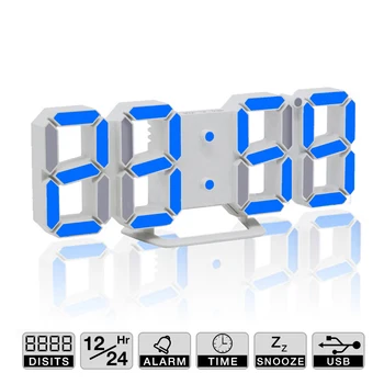 

2020 New Arrive Digital LED Alarm Clock 3D Wall Clock MultifunctionCalendar Clock with Snooze Function Electronic Table Clock