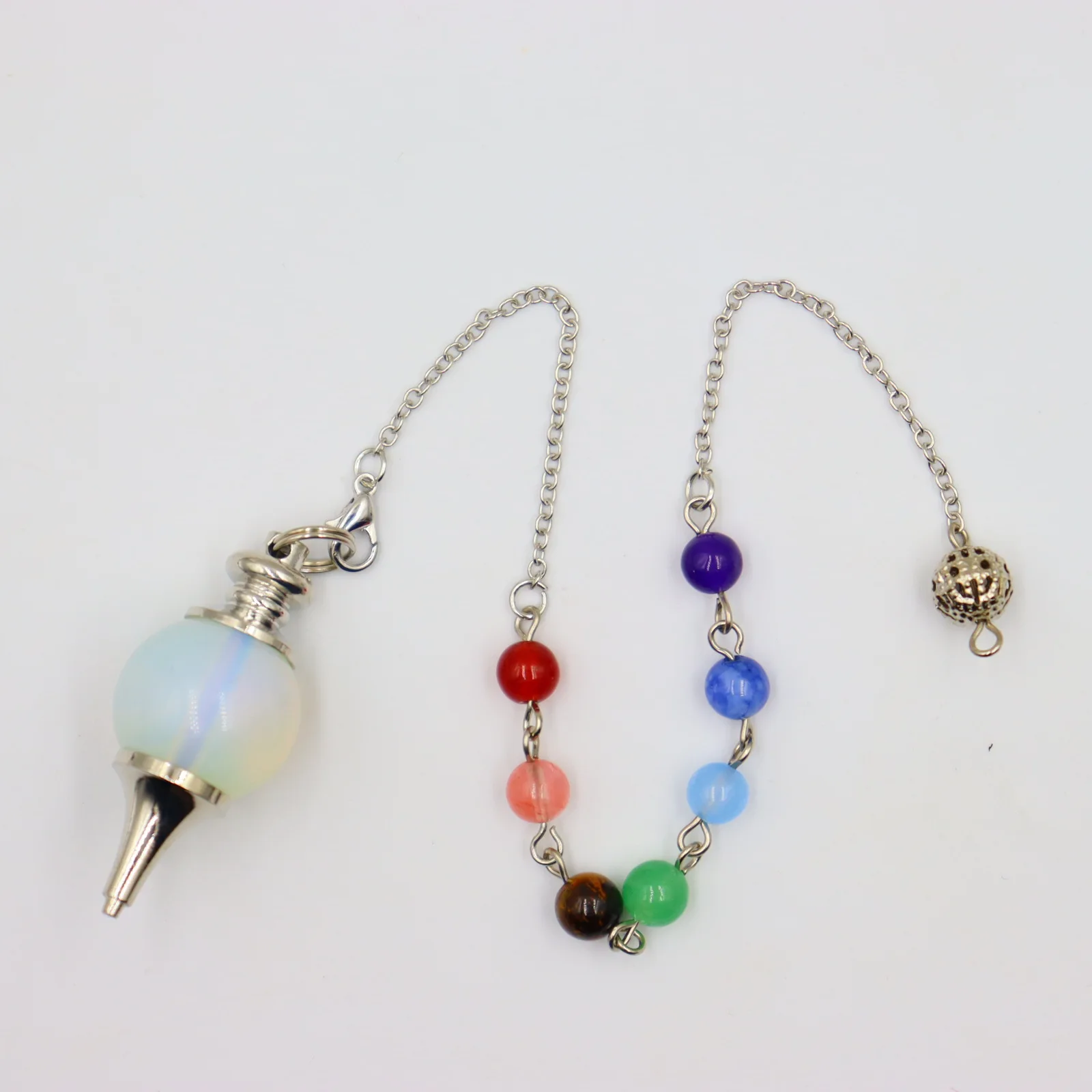 Chakra Reiki Healing Pendulums Charms Natural Stones Amethyst Rose Quartz  Pendant Yoga Energy Stone Decoration