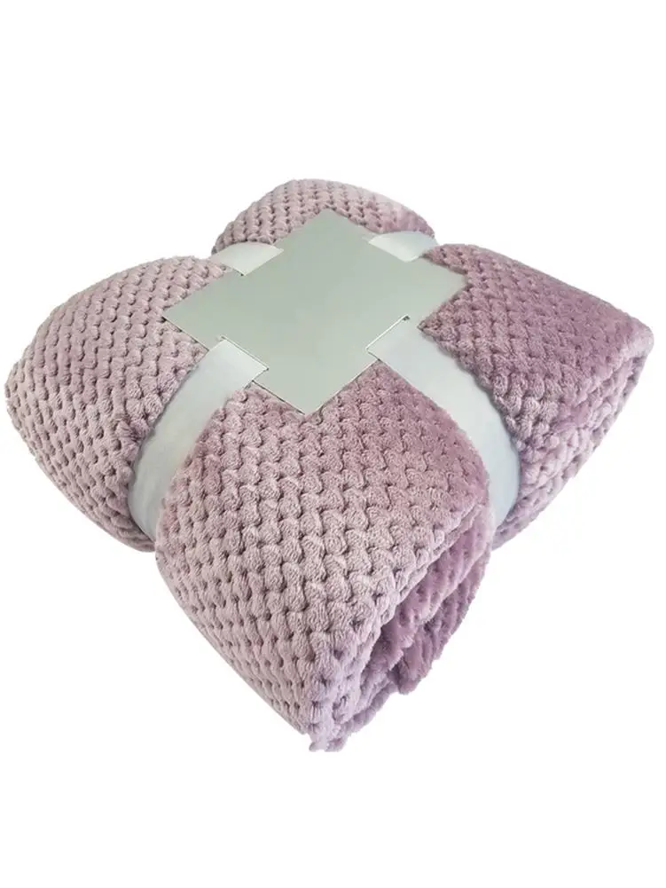Portable Flannel Fleece Soft Travel Blanket Solid Color Bedspread Plush Comfort Cover for Bed Sofa Warm Gift Home Textile 20E