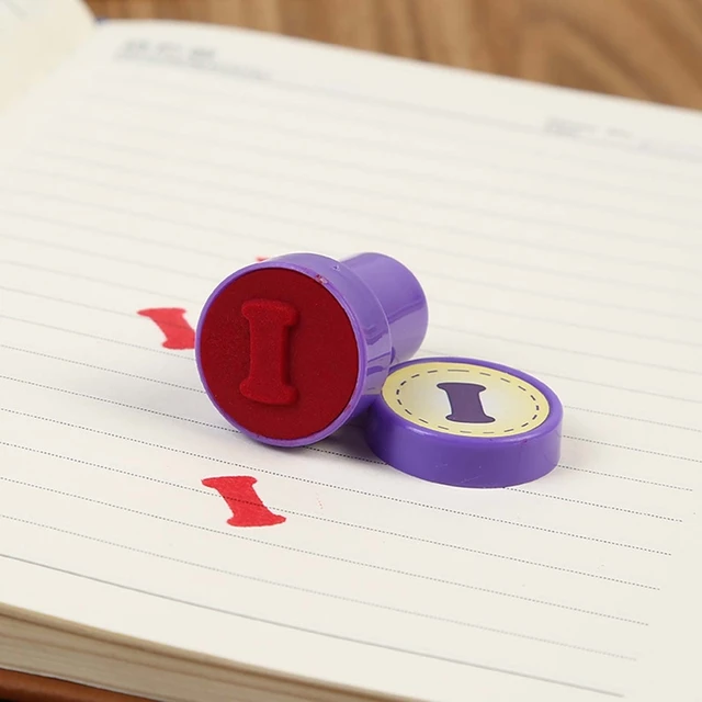 26 Pcs Alphabets Letters Round Stamp Seal Children Gifts Toys Self Inking Scrapbooking Plate Ink Pads Stamper 5