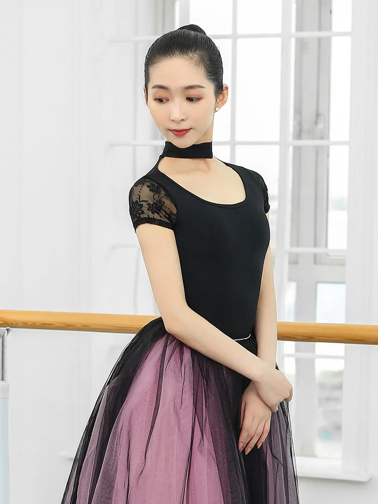 2022 Lace Ballet Leotards For Girls Women's Ballerinar Dancewear Adult Practice Clothes Small Stand-up Collar Wear | Тематическая
