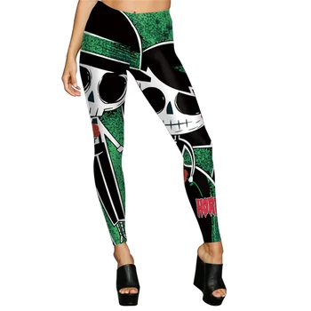 

Cute Digital Print Skull Bride and Groom Halloween Leggings for Women Cute Female Halloween Party Skull Leggins Plus Size