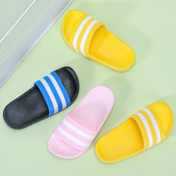 

New Summer Boys and Girls Fashion Striped Slippers Children's Wear-resistant Slippers Indoor Antiskid Slippers Candy Color Shoe