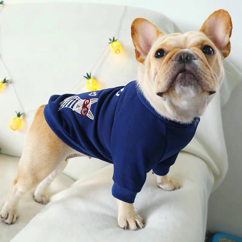 

French Bulldog Dog Clothes Pure Cotton Two Legs Spring Summer Pet T Shirts For Pug Round Collar Letter Embroidery Pets Clothing