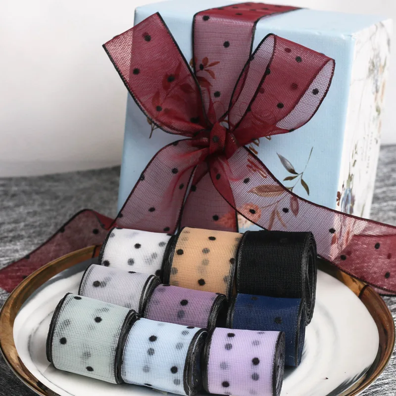 Wool snow yarn with ribbon children hair ribbon diy material snow yarn woven straw hat decorated with dots