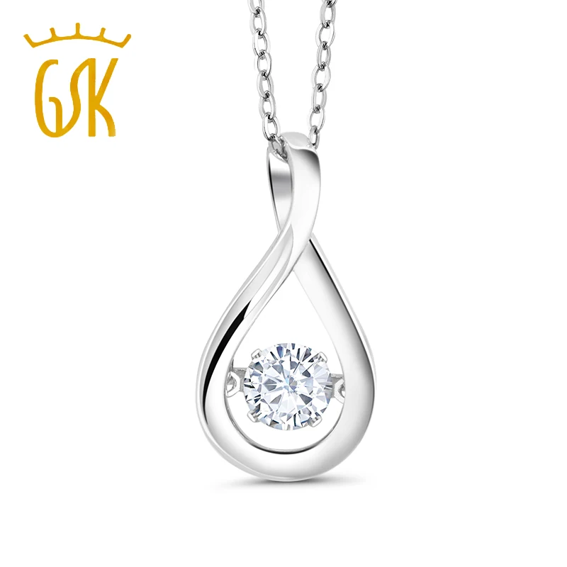 GemStoneKing вращающийся серебро 925 пробы для танцев Белый CZ подвеска ожерелье женщин 18