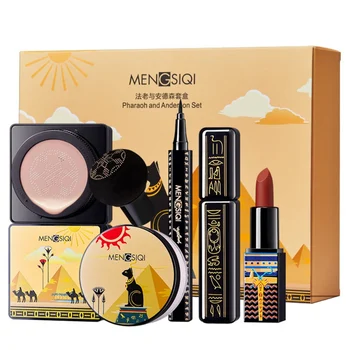 

6pcs Makeup Sets Mushroom Head Powder Puff Liquid Foundation Loose Powder Eyeliner Mascara Lipstick Kit