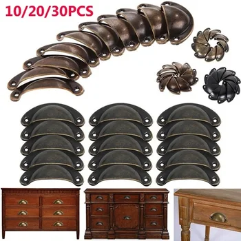 

2020 New 10/20/30PCS Vintage Metal Kitchen Drawer Cupboard Cabinet Door Knobs Furniture Hardware Antique Shell Pull Handles
