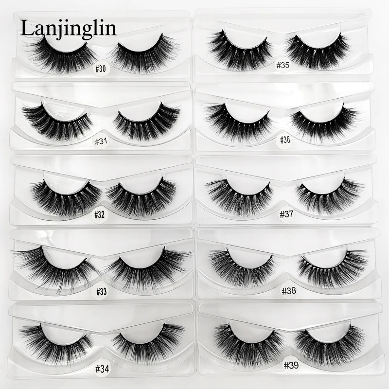 Baratos Venta al por mayor de pestañas postizas de visón 3d 20 30 40 50 100 pares de pestañas postizas finas naturales extensiones largas de maquillaje para pestañas a granel