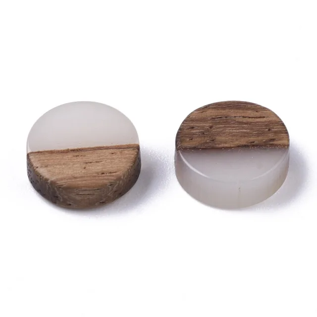 50pcs 10mm Resin & Wood Cabochons Resin Cabochon Flat Back for Jewelry Making DIY Bracelet Earring Accessories 10x3.5~4mm WhiteSmoke