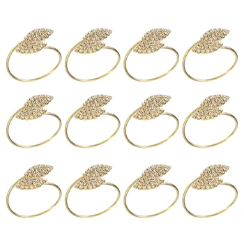 

Napkin Ring, 12 Pcs Metal Napkin Rings Holder for Wedding Party Dinner Table Decoration (Leaf-Gold)