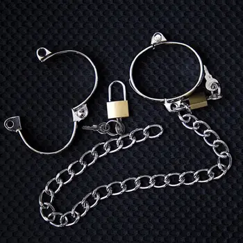 

Stainless Steel Chain Alloy Handcuffs Men and Women Adult Sex Toys Shackles Alternative Toys Self-binding Appliances