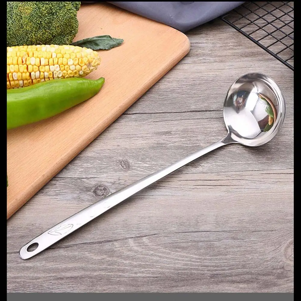 7cm soup spoon Дуршлаг Из Нержавеющей Стали, суповая ложка, оболочка, фильтр, десерт, длинная ручка, ситечко, скиммер, каша, ложка, инструмент для приготовления пищи, аксессуары - Цвет: 7cm soup spoon