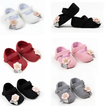 

Infant Baby Toddler Girl Princess Knitted Shoe Flower Soft Sole Anti-slip Shoes 0-12M