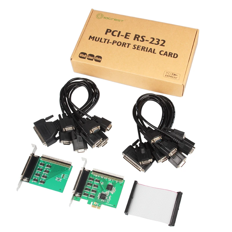 PCI-Express до 16 портов Последовательный RS232 Плата расширения два DB62 к DB9 Кабель вентилятора