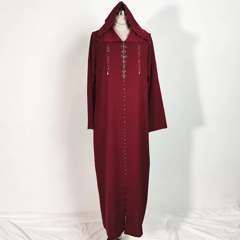 Moroccan Djellaba Kaftan Hooded Dress 
