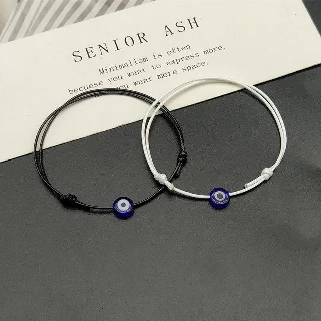 2 pièces réglable chanceux noir rouge chaîne Bracelets plat bleu mauvais œil tissé hommes chanceux Bracelet femmes Femme nouveaux bijoux de mode