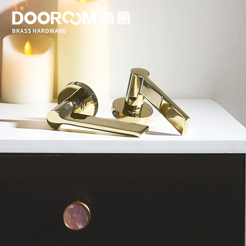Dooroom латунный дверной рычаг бесшумный блестящий современный светильник роскошный скандинавский двойной деревянный дверной замок для спальни ванной комнаты