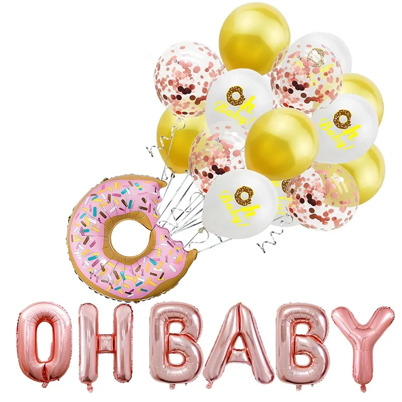 Воздушные шары из фольги с надписью OH BABY розовое золото Twins Вечерние|Воздушные и